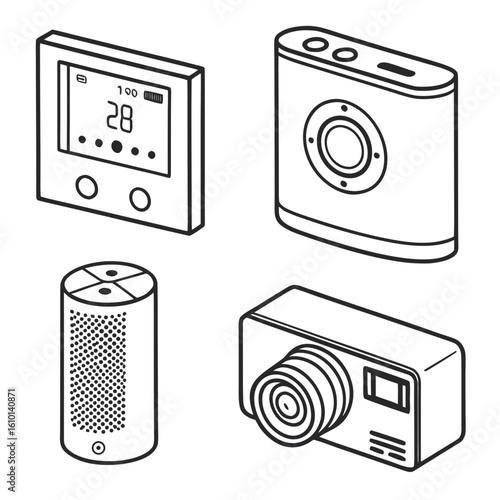 Smart home devices icons technology thermostat
