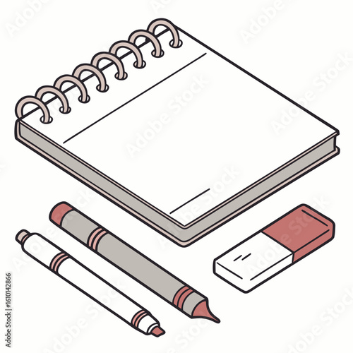 Sketchpad markers eraser drawing supplies vector