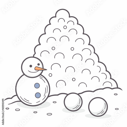 Snowman pile snowball winter outdoor fun vector