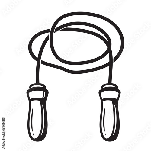 Simple hand drawn vintage art illustration of a skipping rope for fitness and exercise