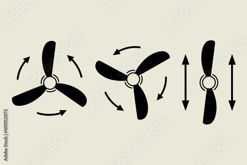Diagram showing propeller rotation and movement