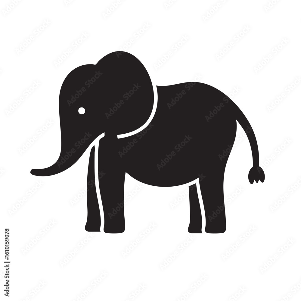 Obraz premium Elephant Vector Clipart – Cartoon Safari Animal Illustration in Flat Style