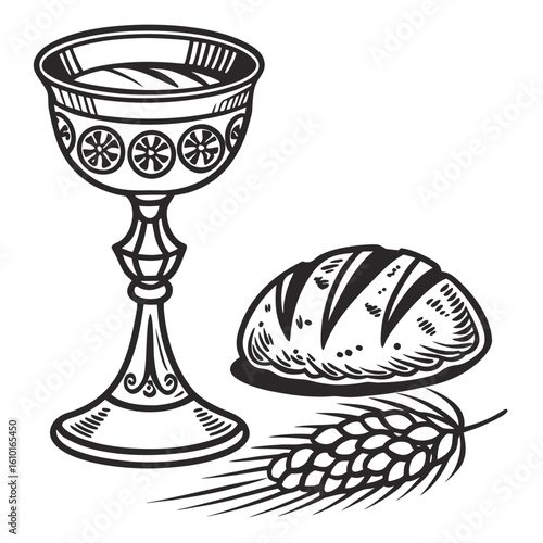 Chalice bread and wheat sheaf communion