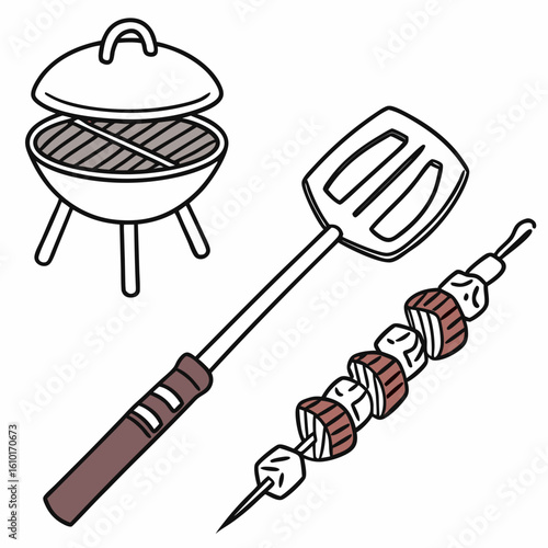 Grill spatula meat skewer barbecue grill cooking utensil