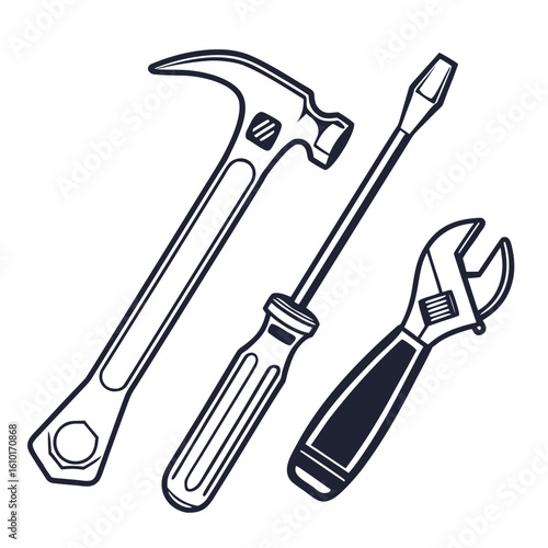 Hammer screwdriver and wrench tools hand tools