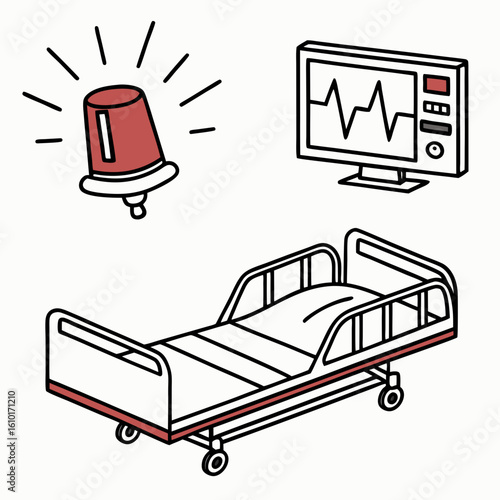 Hospital bed siren and vital signs monitor medical equipment