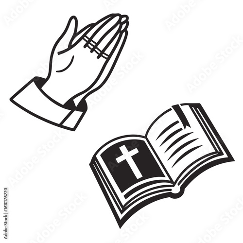 Praying hands bible cross religious faith