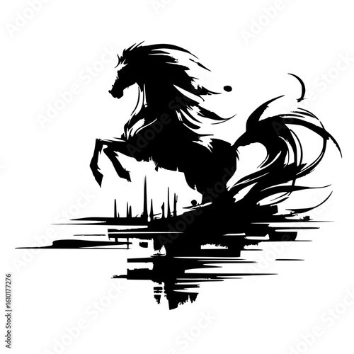 Abstract horse painting silhouette
