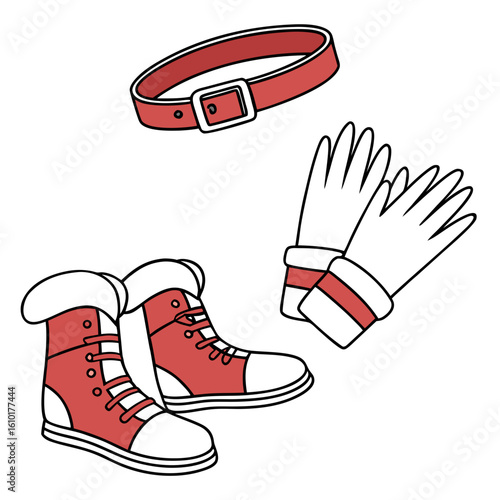 Santa boots gloves and belt christmas