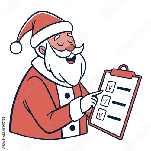 Santa checking list with red checks christmas checklist