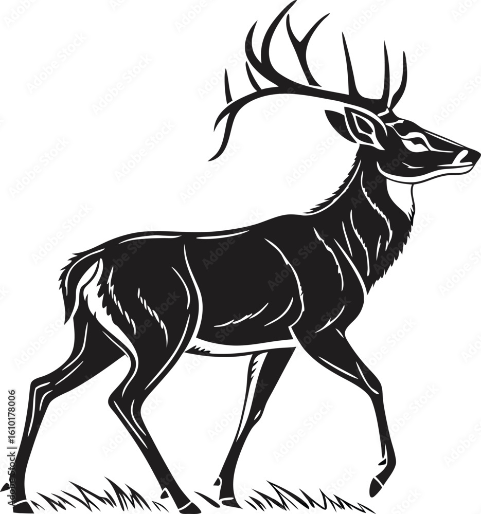 Obraz premium Cartoon Deer Vector – Forest Animal Illustration in Minimal Style