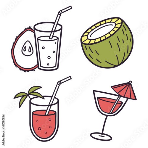 Tropical drinks and coconuts summer drinks coconut water