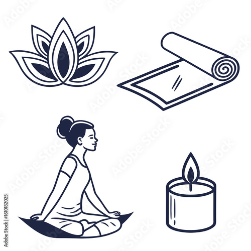 Yoga meditation lotus flower candle mat vector