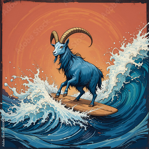 Aries_Blue Goat Surfs the Waves