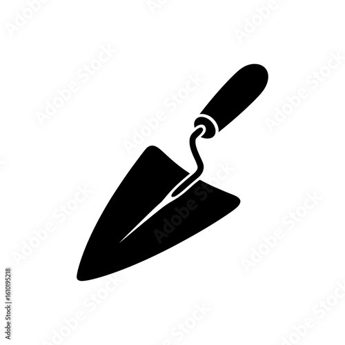 trowel tool silhouette black and white gardening equipment