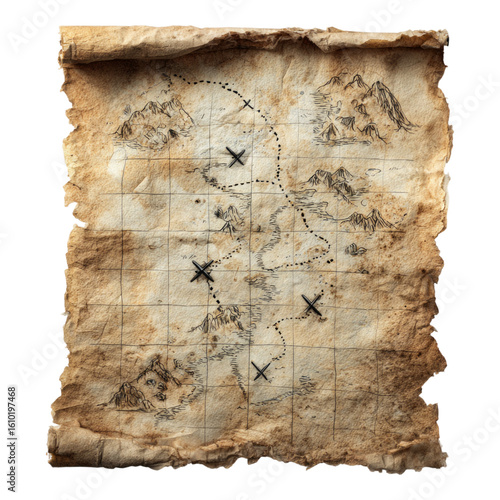 Vintage Treasure Map on Old Parchment Background