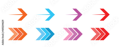 Arrow set icon. Colorful arrow symbols.red curved graph with arrow png file type.