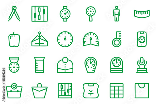 Comprehensive collection of linear graphical elements for measurement distance and dimension representation presented in a clean modern style