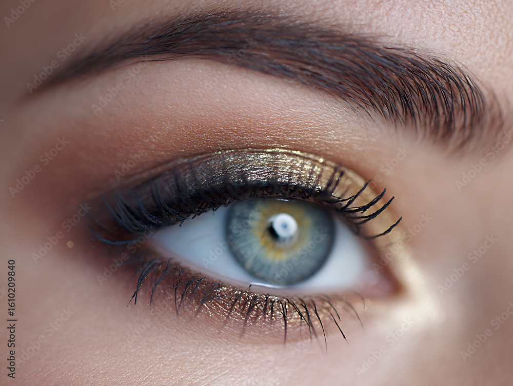 Obraz premium Eye makeup tutorial with shade transition on eyelid