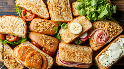 An array of sandwiches with assorted fillings suitable for any occasion with copy space image