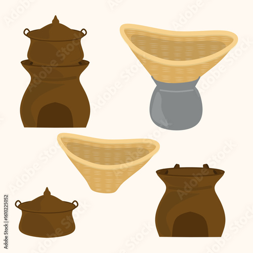 Set of traditional cooking pot
