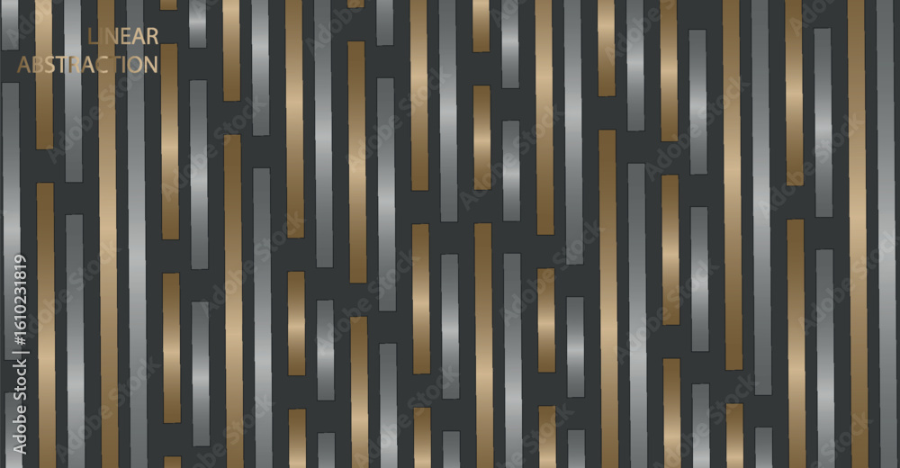 Fototapeta premium Abstract background featuring vertical metallic stripes in silver and gold hues.