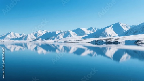 Wallpaper Mural Snow-Capped Mountains Reflected in Calm Waters Under a Clear Blue Sky Torontodigital.ca