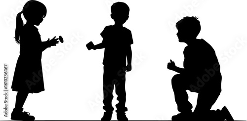 children playing silhouette