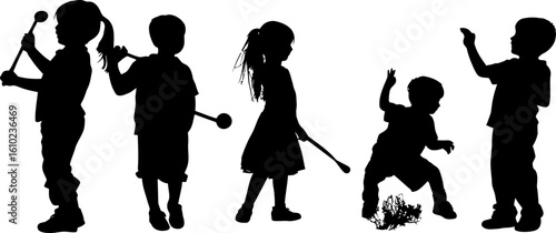 children playing silhouette