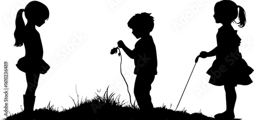 children playing silhouette