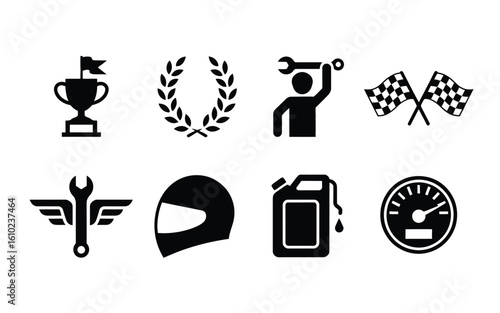 Motorsports icons set