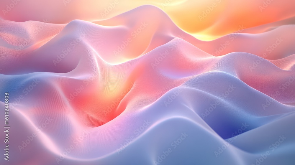 Obraz premium Abstract pastel wavy shapes, soft colors, digital art, background, possible use in design