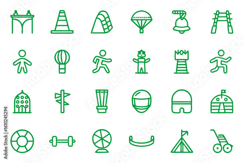 Collection of outline graphics representing challenges and hindrances in a clean minimalist style with adjustable line thickness