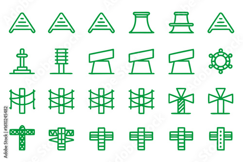 Collection of clean line graphics representing various challenges and roadblocks in a simple outline style