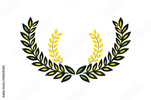 Laurel Wreath Victory Emblem Set in Esports Style - Bold Vector Badges for Tournaments
