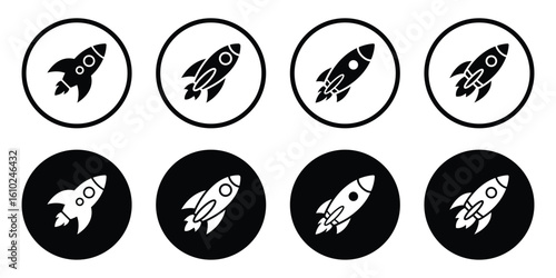 Rocket vector icon, Space, Sonic. Rocket launched icon vector logo. Rocket sonic icon. Clean vector rockets. Spacecraft launching to represent new ventures or success.
