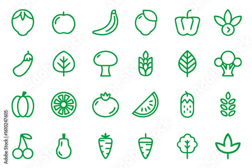 Comprehensive collection of organic and vegan lifestyle symbols for health conscious brands and natural product promotion