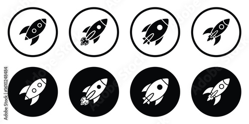 Rocket vector icon, Space, Sonic. Rocket launched icon vector logo. Rocket sonic icon. Clean vector rockets. Spacecraft launching to represent new ventures or success.
