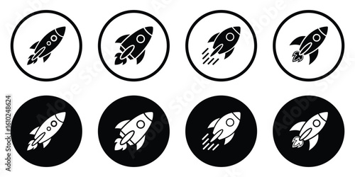 Rocket vector icon, Space, Sonic. Rocket launched icon vector logo. Rocket sonic icon. Clean vector rockets. Spacecraft launching to represent new ventures or success.