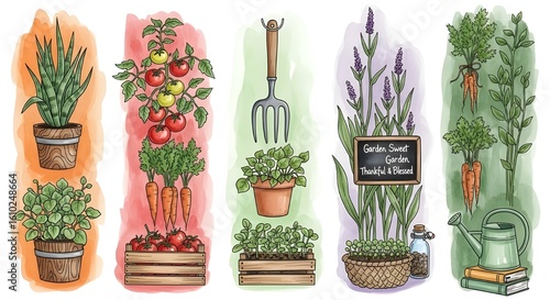 A colorful wild pattern with flowers and leaves