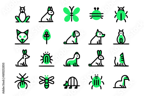 Charming line art animal graphics collection featuring diverse domesticated companions and their beloved owners in a clean design aesthetic