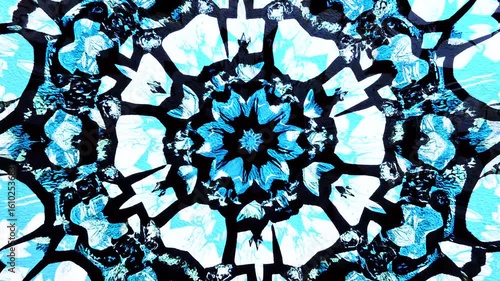 Icy Blue Fractal Vision: Animated Geometric Pattern with Symmetrical and Cool Blue Highlights