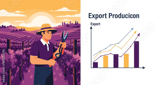 Vineyard Success Cultivating Growth and Harvest Export Illustration