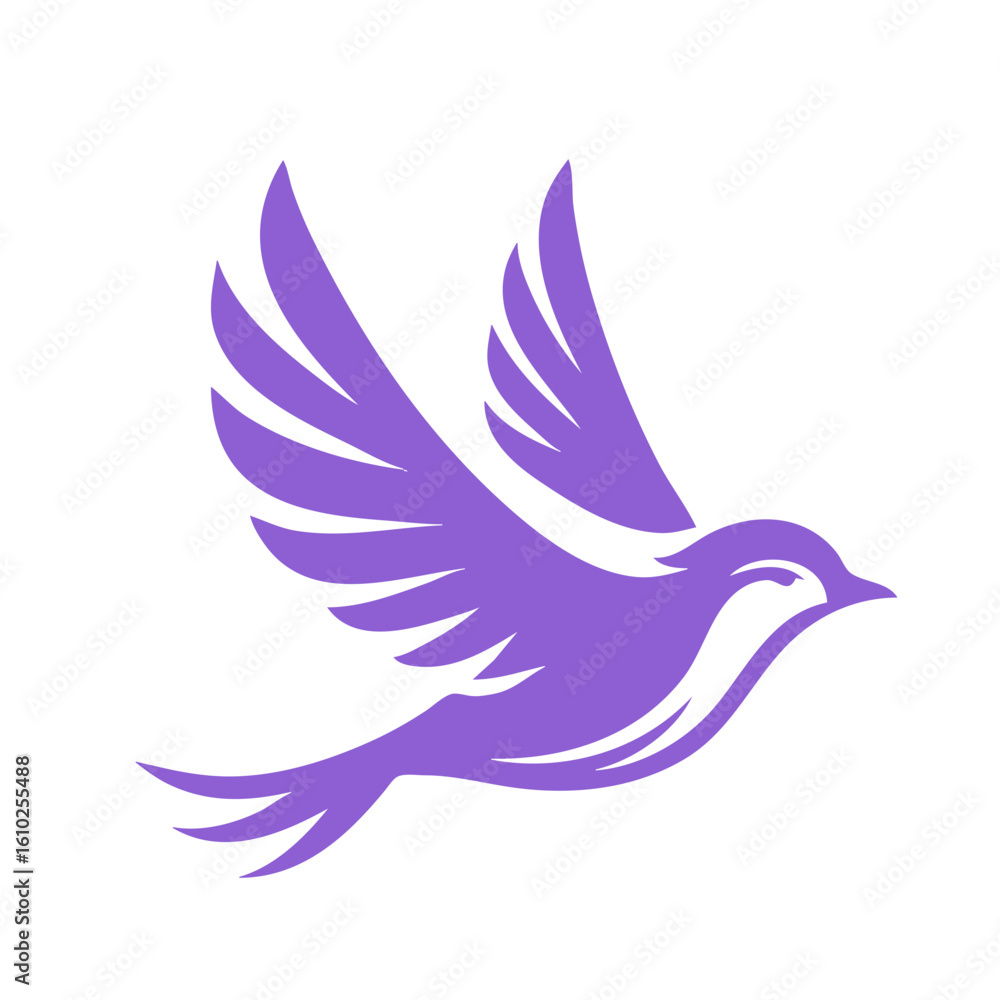 Obraz premium Flying Bird Vector in Purple – Minimalist Symbol of Freedom