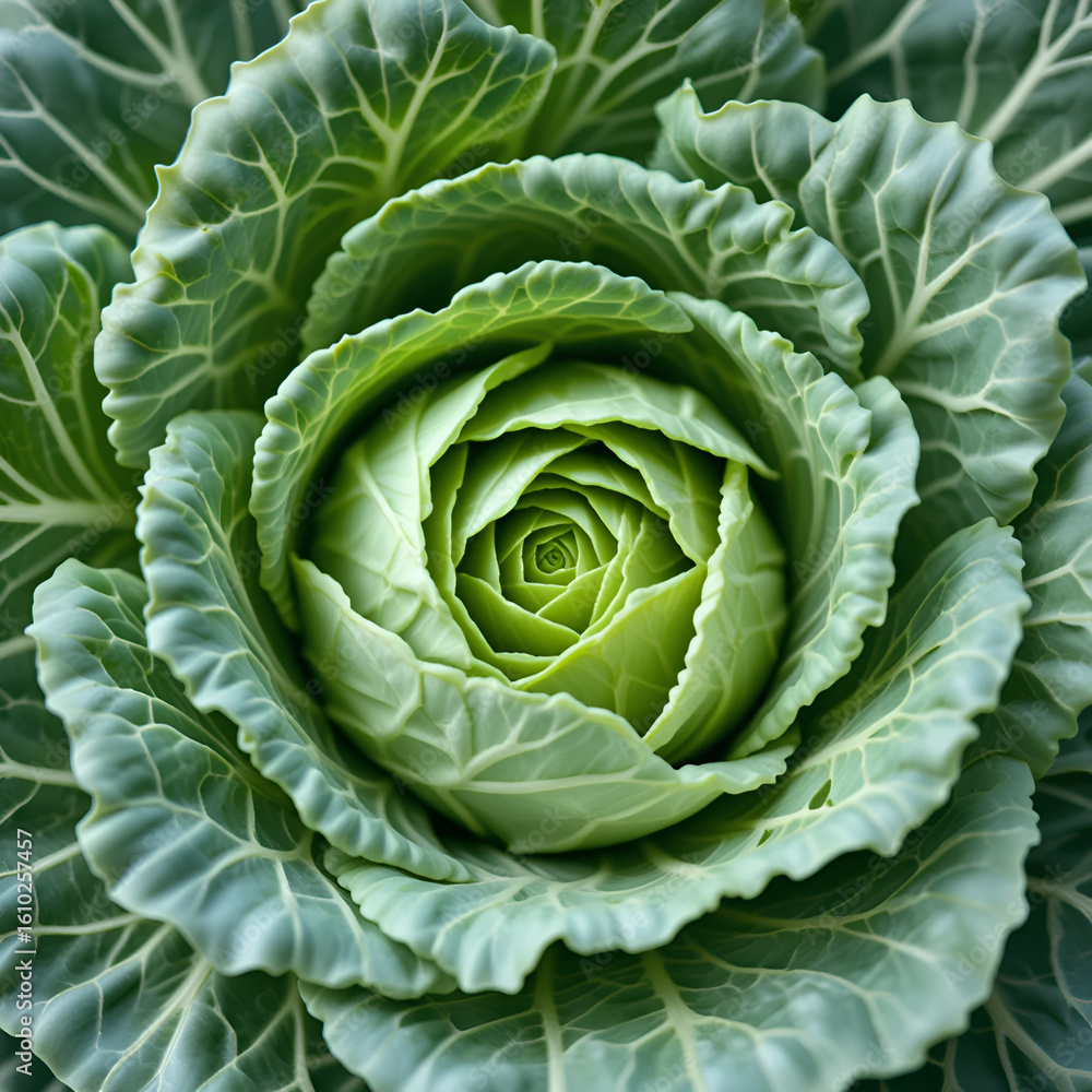 Fototapeta premium Fresh savoy cabbage, closeup