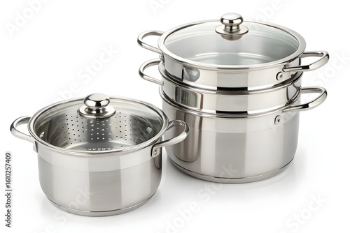 double boiler on white background 