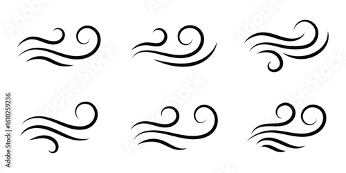 Flowing air symbol, Wind curl icon, Swirling wind vector icon, Air stream illustration