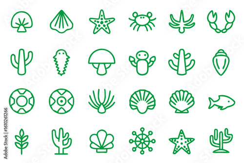 Vibrant aquatic creatures collection featuring marine life and ocean dwellers in a comprehensive graphic design element