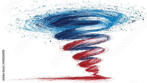 Abstract tornado drawing illustration artwork design red blue swirl effect vector illustration	



