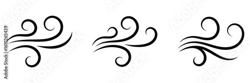 Blowing wind line icon set. Doodle wind line sketch set. Hand drawn doodle wind motion. Doodle sketch style of wind gust cartoon hand drawn illustration for concept design.